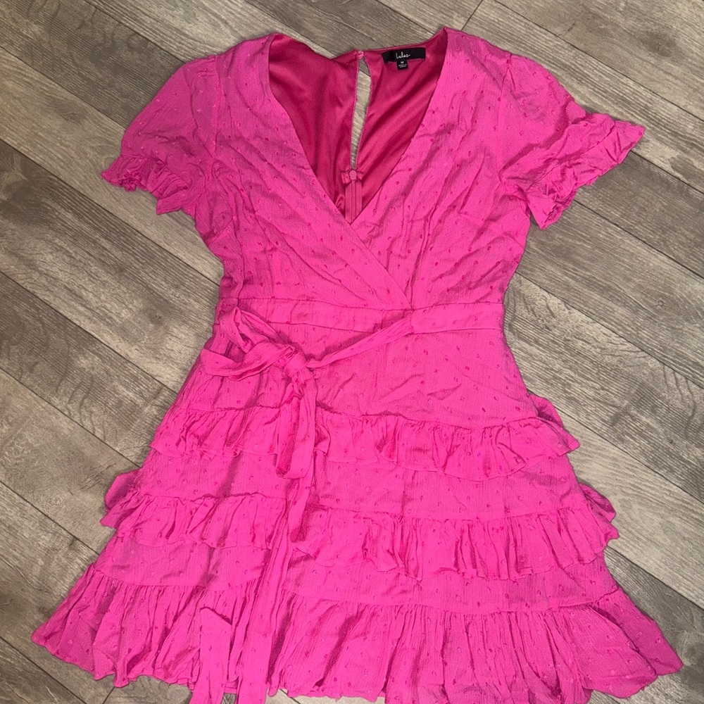 Lulus Pink Ruffled Wrap Dress